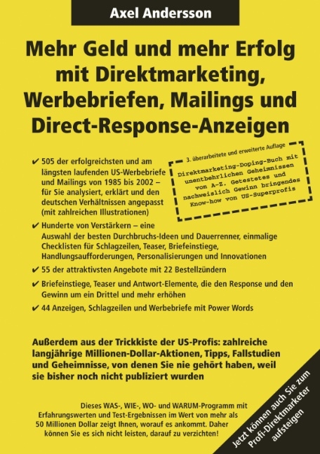 Mehr Geld und mehr Erfolg mit Direktmarketing, Werbebriefen, Mailings - Axel Andersson