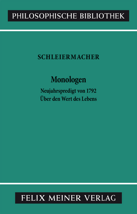Monologen - Friedrich Daniel Ernst Schleiermacher