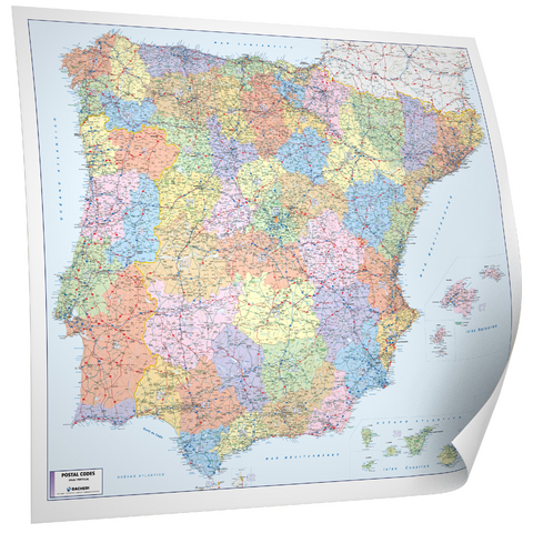 Kastanea Spanien /Portugal Postleitzahlenkarte, Maßstab 1:1,1 Mio. Papierkarte gerollt, folienbeschichtet