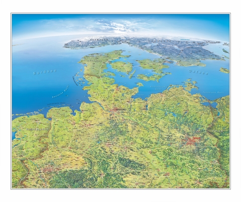 Panoramakarte Norddeutschland, einseitig laminiert