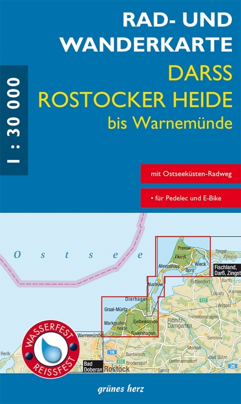 Rad- und Wanderkarte Darß, Rostocker Heide bis Warnemünde