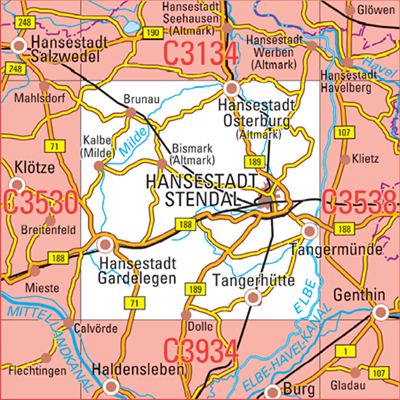 C3534 Hansestadt Stendal Topographische Karte 1 : 100 000