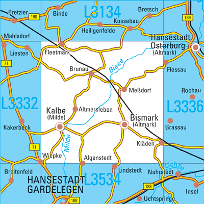 L3334 Kalbe (Milde) Topographische Karte 1:50000