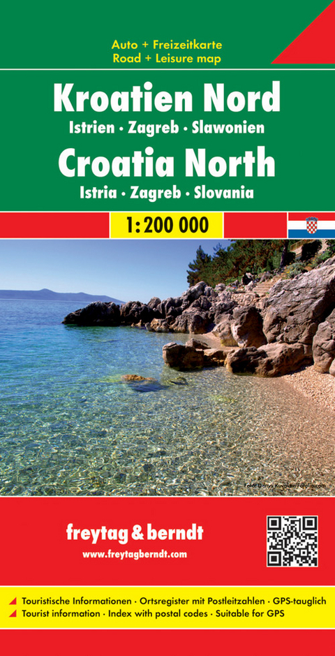 Kroatien Nord, Istrien - Zagreb - Slawonien, Autokarte 1:200.000 - 