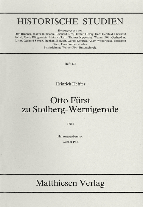Otto Fürst zu Stolberg-Wernigerode - Heinrich Heffter