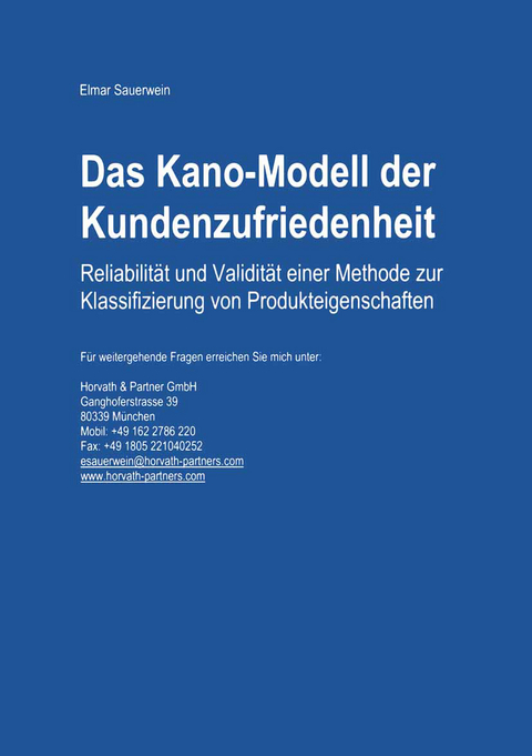 Das Kano-Modell der Kundenzufriedenheit - Elmar Sauerwein