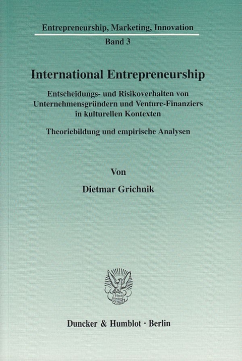 International Entrepreneurship. - Dietmar Grichnik