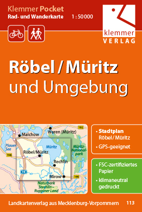 Klemmer Pocket Rad- und Wanderkarte Röbel/Müritz und Umgebung - 