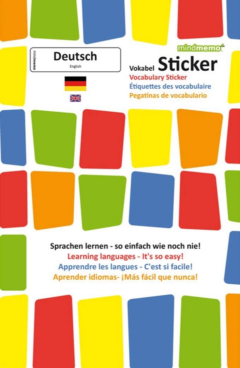 mindmemo Vokabel Sticker - Grundwortschatz Deutsch (DaF) / Englisch - 280 Vokabel Aufkleber für Kinder und Erwachsene - Henry Fischer, Philipp Hunstein