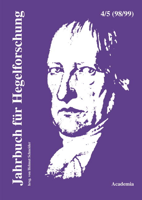 Jahrbuch für Hegelforschung / Jahrbuch für Hegelforschung (4-5/1998-1999) - 