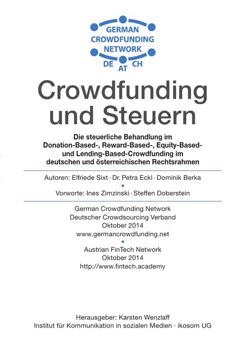 Crowdfunding und Steuern - Elfriede Sixt, Petra Eckl, Dominik Berka