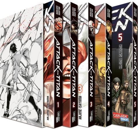 Attack on Titan, Bände 1-5 im Sammelschuber mit Extra - Hajime Isayama