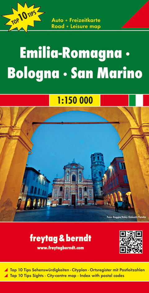 Emilia-Romagna - Bologna - San Marino, Autokarte 1:150.000, Top 10 Tips - 