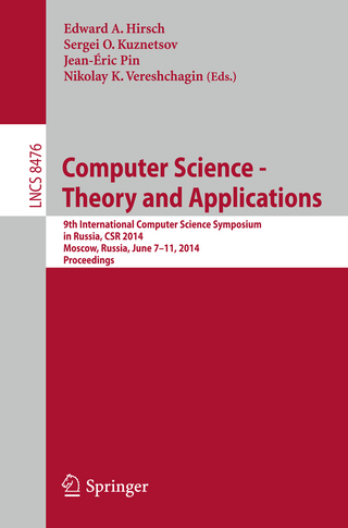Computer Science - Theory and Applications - Edward Hirsch; Sergei O. Kuznetsov; Jean-Éric Pin; Nikolay Vereshchagin