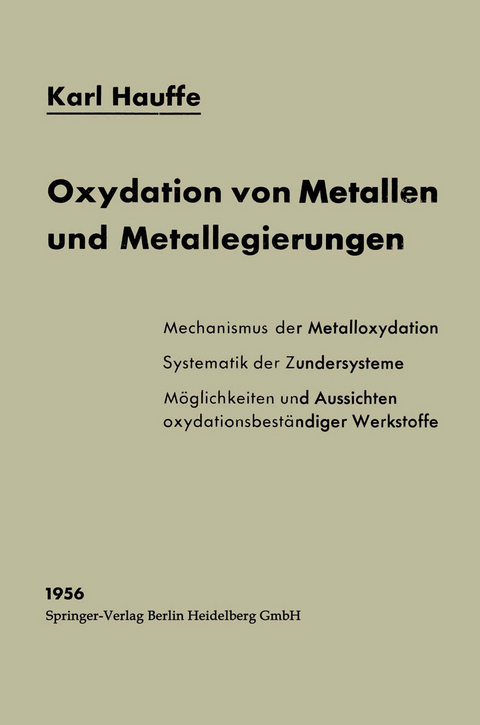Oxydation von Metallen und Metallegierungen - Karl Hauffe