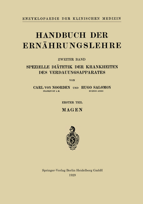 Handbuch der Ernährungslehre - Carl Von Noorden, Hugo Salomon