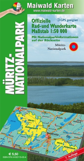 Müritz = Offizielle Rad- u. Wanderkarte Müritz-Nationalpark - Rückseite mit Nationalpark-Informationen - Detlef sen. und Björn jr. Maiwald