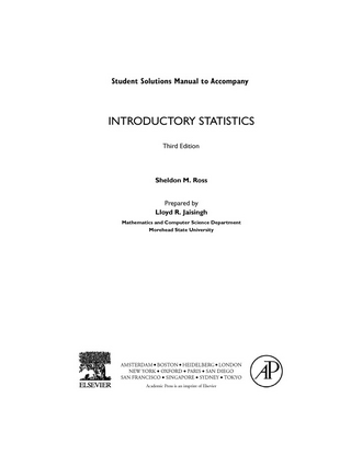 Introductory Statistics, Student Solutions Manual (e-only) - Sheldon M. Ross