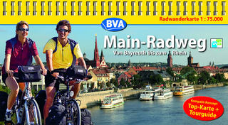 Kompakt-Spiralo BVA Main-Radweg Von Bayreuth bis zum Rhein Radwanderkarte 1:75.000
