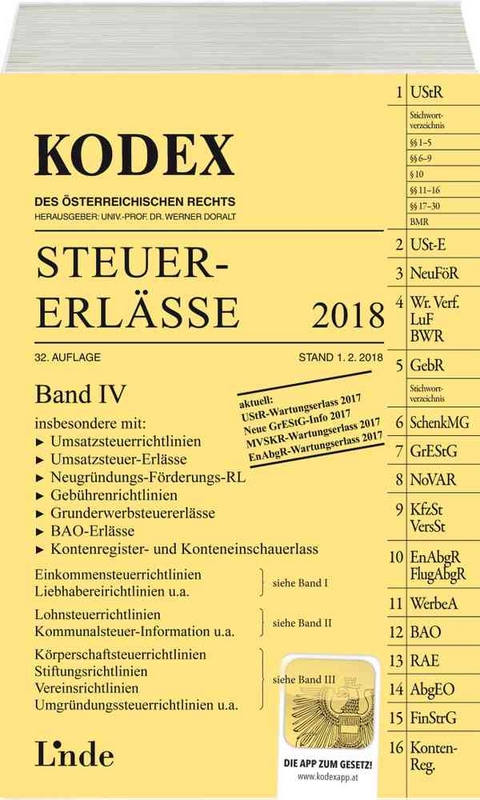 KODEX Steuer-Erlässe 2018, Band IV - Andrei Bodis