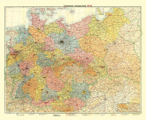 Historische Übersichtskarte: DEUTSCHES REICH - VERKEHRSKARTE - November 1942 - 
