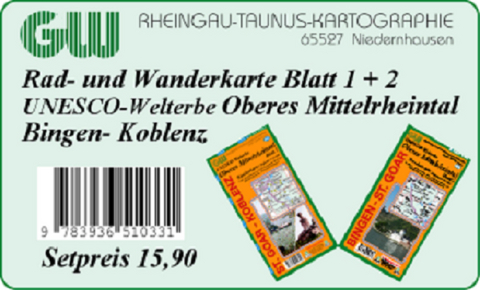 40er Set Bingen- Koblenz Oberes Mittelrheintal Blatt 1+2 - 