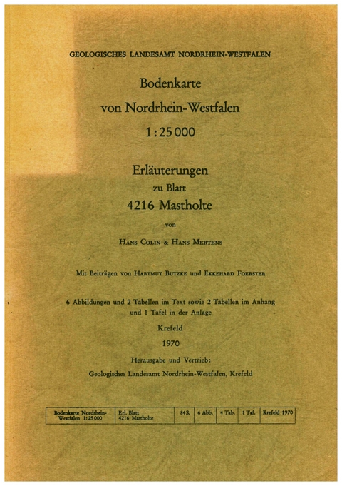Bodenkarten von Nordrhein-Westfalen 1:25000 / Mastholte - Hans Colin, Hans Mertens