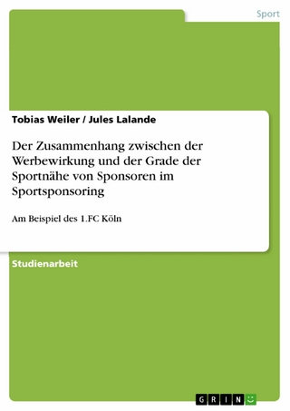 Der Zusammenhang zwischen der Werbewirkung und der Grade der Sportnähe von Sponsoren im Sportsponsoring - Tobias Weiler; Jules Lalande
