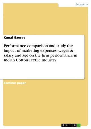 Performance comparison and study the impact of marketing expenses, wages & salary and age on the firm performance in Indian Cotton Textile Industry - Kunal Gaurav