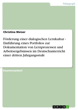 Förderung einer dialogischen Lernkultur - Einführung eines Portfolios zur Dokumentation von Lernprozessen und Arbeitsergebnissen im Deutschunterricht einer dritten Jahrgangsstufe - Christina Weiser