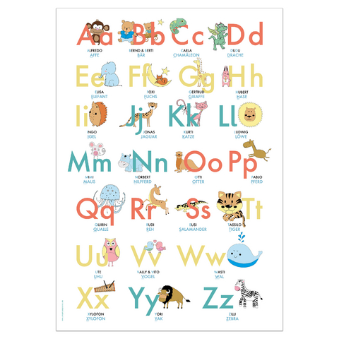 ABC Poster 70,7x100 cm | Alphabet spielerisch mit Tieren lernen | Das ABC-Lernposter mit Groß- und Kleinbuchstaben | - Lisa Wirth