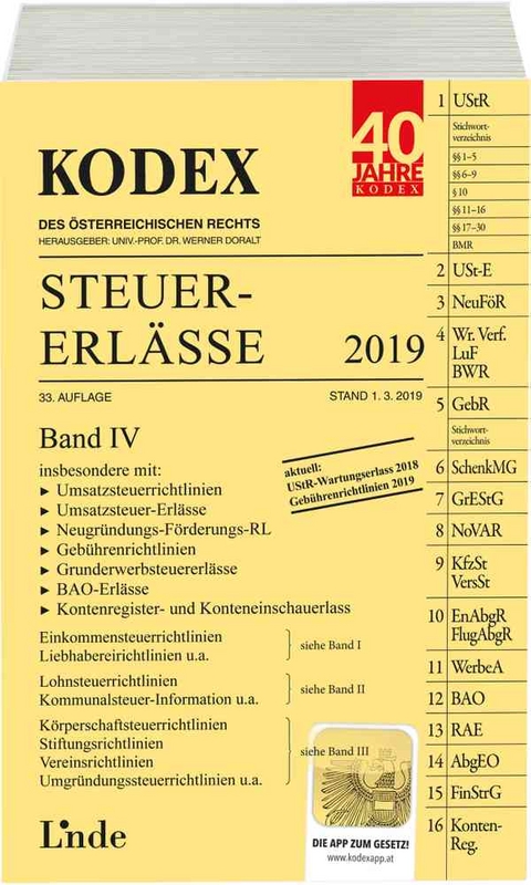 KODEX Steuer-Erlässe 2019, Band IV - Andrei Bodis