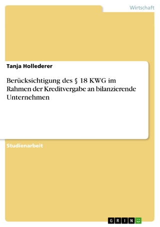 Berücksichtigung des § 18 KWG im Rahmen der Kreditvergabe an bilanzierende Unternehmen - Tanja Hollederer