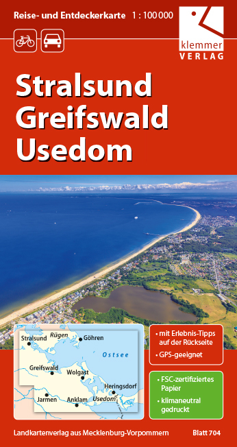 Reise- und Entdeckerkarte Stralsund, Greifswald, Usedom - 