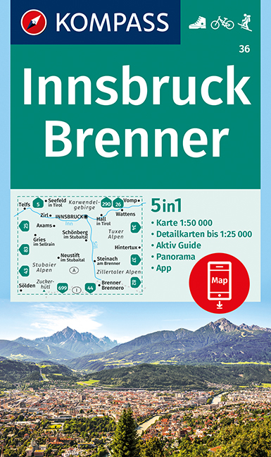 KOMPASS Wanderkarte Innsbruck, Brenner - 