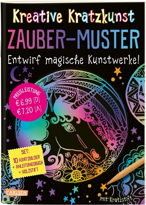 Kreative Kratzkunst: Zauber-Muster: Set mit 10 Kratzbildern, Anleitungsbuch und Holzstift - Anton Poitier
