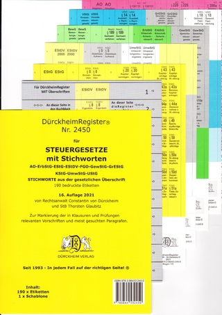 DürckheimRegister® STEUERGESETZE MIT STICHWORTEN - Thorsten Glaubitz; Constantin von Dürckheim …