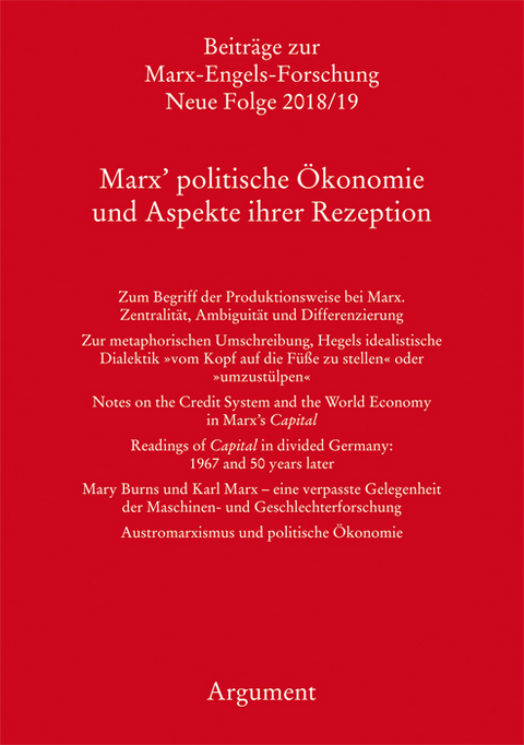 Marx’ politische Ökonomie und Aspekte ihrer Rezeption - 