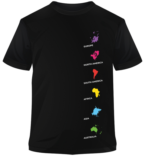 Premium-T-Shirt Kontinente vertikal bunt - 