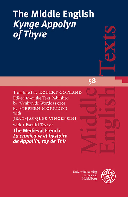 The Middle English ‘Kynge Appolyn of Thyre’ - 