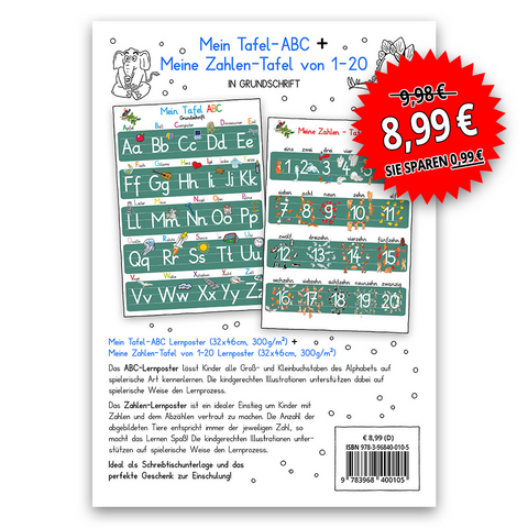 Mein Tafel-ABC + Meine Zahlen-Tafel-Set in Grundschrift - Helga Momm