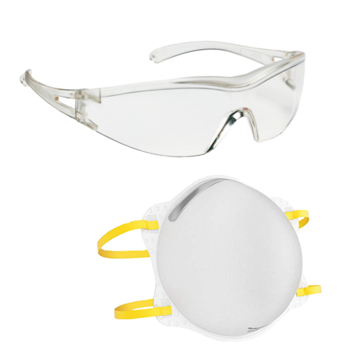 Schutzausrüstung-Set: Schutzbrille + 5 Masken