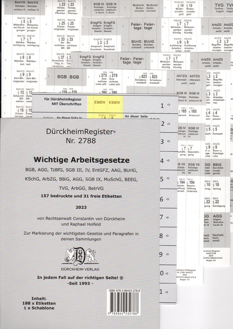 DürckheimRegister® ARBEITSGESETZE MIT STICHWORTEN - Constantin von Dürckheim
