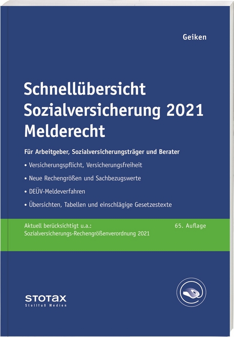 Schnellübersicht Sozialversicherung 2021 Melderecht - Manfred Geiken