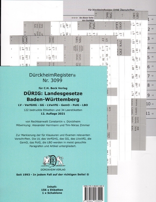 DürckheimRegister® für DÜRIG: BADEN-WÜRTTEMBERG, C.H. Beck Verlag OHNE Stichworte - Constantin von Dürckheim