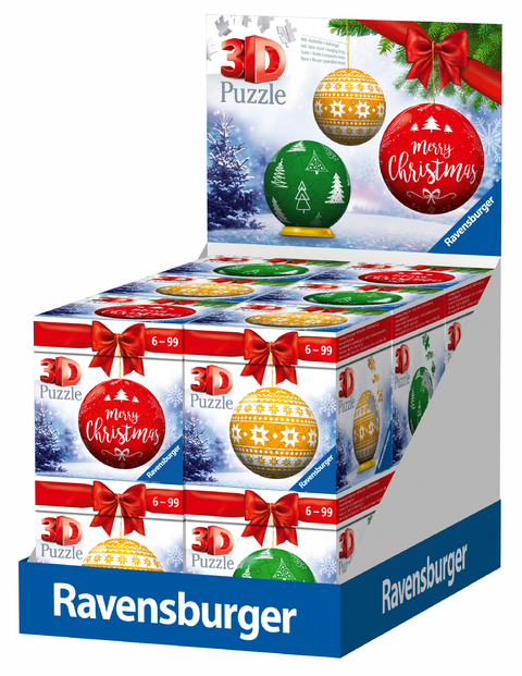 12er Verkaufskassette Puzzle-Ball Weihnachtsschmuck