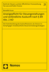 Anzeigepflicht für Steuergestaltungen und verbindliche Auskunft nach § 89 Abs. 2 AO - Benedikt Kruse
