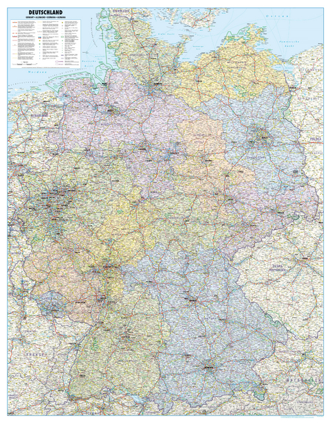 Straßenkarte Deutschland als Poster